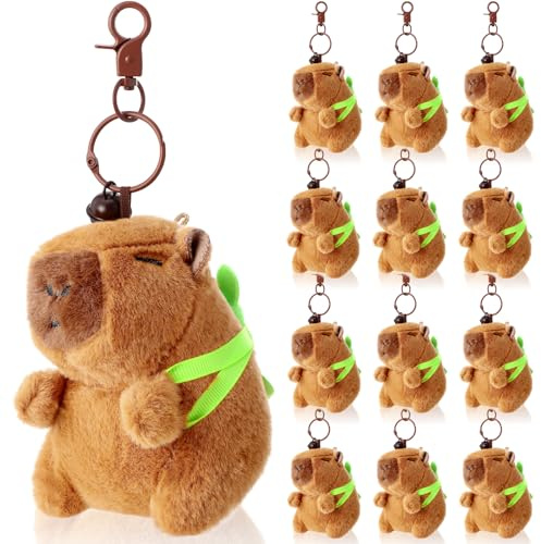 GWWZHI 12Pcs Capybara Plush Keychain Capybara Stuffed Animals Toy Capibara Cute Keychain Pendant for Party Favor Decor (Turtle Bag, 12)