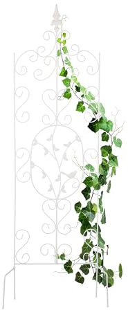 Relaxdays Supporto per Piante Rampicanti da Giardino, HxL: 122x34,5 cm, Traliccio Sostegno Rose ed Edera, Ferro, Bianco