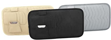 MUCKLILY CD Organizer für Auto Sonnenblende Autobrillenklemme und Geldscheinfach Clip Halter für Sonnenbrillen Führerschein Karten Passend für Pkw Suvs Lkws