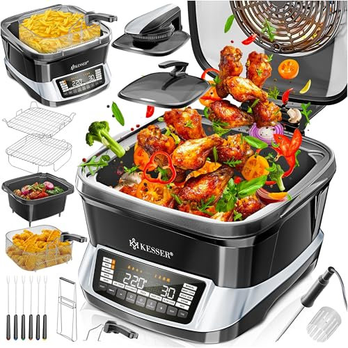 KESSER® Utensile da cucina multicooker, 8 l e 16 programmi, per grigliare, cuocere, stufare, cuocere a vapore con funzione di preriscaldamento e mantenimento del caldo, testa di cottura a pressione