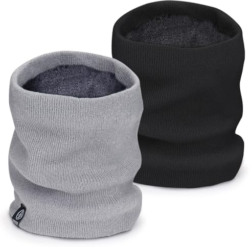 Catephe 2 Pack Winter Neck Warmer, Warm Windproof Snood for Men Women, Double-Layer Scarf for Cycling Motorcycle Ski Outdoor Sports