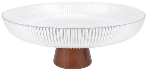 Sorandy Frutero con Pie, Bol de Cristal con Pedestal para Encimera de Cocina, Soporte de Mesa para Salón, Recibidor, Entrada, Decoración, Dulces, Objetos Pequeños