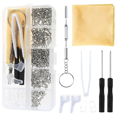 Herramienta de reparación de lentes de sol con tornillos, almohadilla de nariz, pinzas, destornillador, juego de reparación de gafas fácil de usar