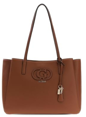 GUESS Schultertasche Laptoptasche mit Laptopfach Isola Multi Compartment Tote Cognac braun