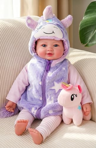 BABESIDE Bambole Bambina – 17 Pollici Bambola Realistica Femmina dal Corpo Morbido e dal Dolce Sorriso, Bambolotto Neonato, con Abiti e Accessori, Regalo per Bambini dai 3 Anni In Su