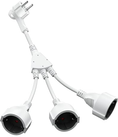 Doppelstecker für Steckdose, 3-Fach Steckdosenadapter Mehrfachstecker Schuko Verteiler 16A 4000W, Steckdose Erweiterung mit 3 Anschlüssen für Haushalt Küche Büro (3fach)