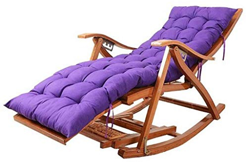 NYTFHMS Camping Chairs Garden Loungers Folding Chair Bamboo Rocking Chair Adjustable Lounge Chair,with Extended Footrest and Foot Massage Board,for Outdoor Garden Sun Loungers,C