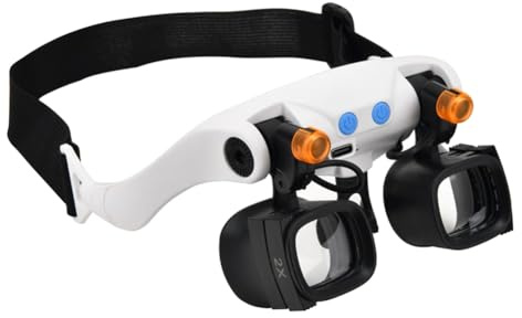 Tacdas Gafas de Aumento LED con Lupa y Banda Ajustable para Trabajos de Cerca y Pasatiempos.
