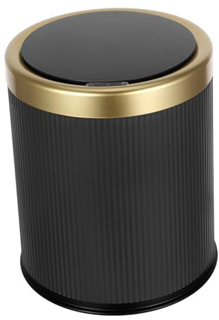 CATIEBYE Poubelle Automatique 10l en Plastique Noir avec Contrôle des Odeurs et Joint Étanche, Design Moderne Cuisine, Bureau ou Chambre