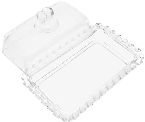 HINTRMENT Mantequera de Vidrio Transparente con Tapa Elegante y Reutilizable para Postres y Pasteles Adecuado para Mesa de Comedor y Picnic