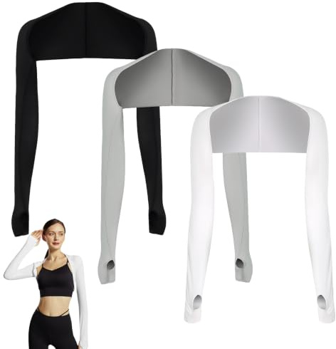 Lwezgi 3 Stück Armstulpen Damen UV Schutz, Kühlende Sonnenschutz Ärmel mit Fingerlöchern, Schultertuch Arm Sleeve Armstulpen Damen für Radfahren, Golf, Laufen & Outdoor Aktivitäten