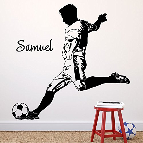 Grandora Wandtattoo Wunschname + Fußballspieler I grün (BxH) 121 x 120 cm I Kinderzimmer Fußball Jungs Sticker Aufkleber Wandaufkleber Wandsticker W5478