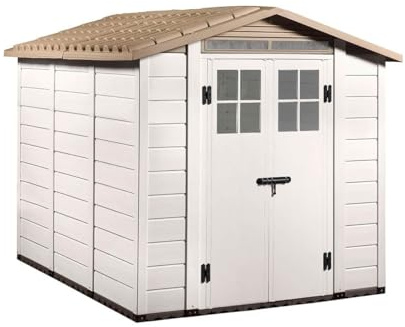 Gardiun Abri en résine Tuscany Evo 240 6 m² 230 x 262 x 220 cm Blanc/Beige