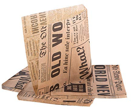 Oldnews (50er Pack) Handwerk 150 x 150 mm Papier Party Merchandise 15 x 15 cm Sack Taschen Mittagessen Vorratsbehälter Lebensmittel Burger Pommes (50)