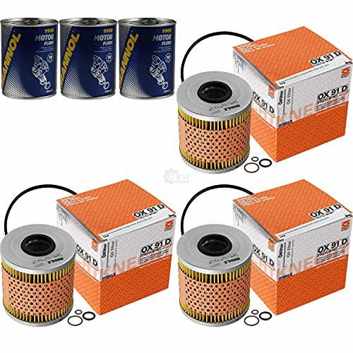 QR-Parts Set 85704491 9900 OX 91D 3x Original MAHLE/KNECHT Ölfilter + SCT Motor Flush Motorspülung