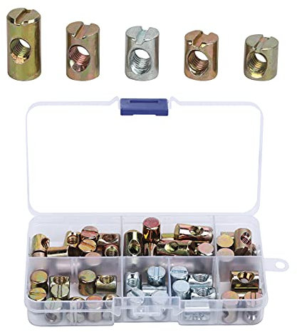 MENGON 50pcs Dado Cilindrico M6 11/14/13/15/20mm Assemblaggio Mobili Dadi Intagliati Per Bullone A Brugola Dado In Acciaio Al Carbonio Per Sedia Letto Culla Montaggio In Legno