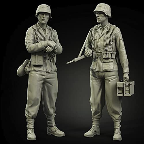 PANGCHENG 1/35 Panzersoldat Offizier des Zweiten Weltkriegs MG-42 Team-Set, Resin Model Soldier, GK, militärisches Thema, unmontiert und unbemalt k