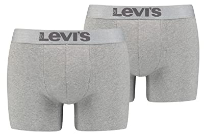 Levi's Melange våtband för män ekologisk bomull boxer brev retroshorts (2-pack), Mellangrå melange, L