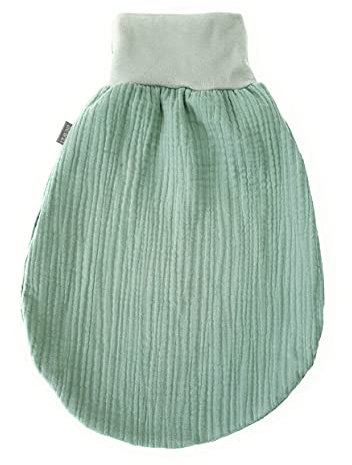 Lilakind“ Baby Musselin Strampelsack | Kleinkind Musselin Schlafsack | Made in Germany Grün Gr. S