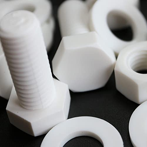 20x tornillos PP blancos de cabeza hexagonal M12 x 30 mm, tornillos, tuercas y arandelas
