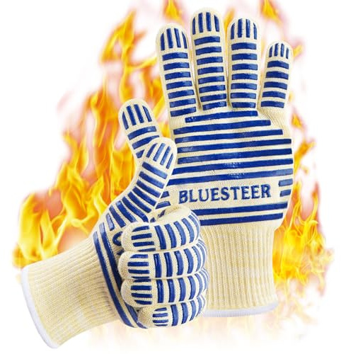 Lot de 2 gants de cuisine résistants à la chaleur à 540 degrés, gants de cuisine antidérapants en silicone avec doigts, gants de barbecue pour cuisine/pâtisserie