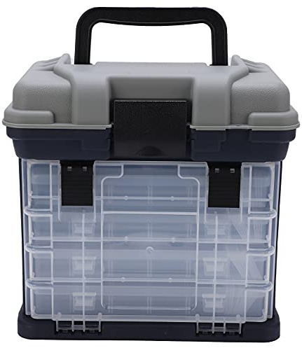 Alvinlite Angelgerät-Box mit tragbarer 4-Lagen-Box, Angelzubehör-Box, tragbarer Angelkoffer zur Aufbewahrung von Angelzubehör