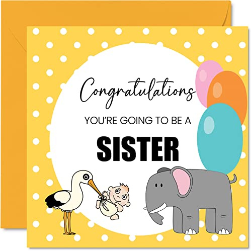 New Baby Card Unisex - Baby Announcement Sister - Congratulations Cards Newborn, Well Done Congrats New Cards, Welcome To The World Home Gifts, 145mm Greeting Cards for Sister