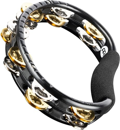 Tambourine for Adults, Traditional Handheld Musical Instrument — NOT MADE IN CHINA — Mixed Jingles, Synthetic Frame