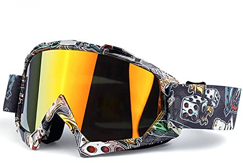 JSSEVN Motorradbrille Dirt Bike Schutzbrille ATV Reiten Offroad Rennhelm Fahrradbrille für Erwachsene Männer Frauen Orange