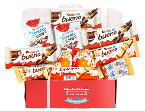 Kinder Schokoladen-Geschenkbox | Originelles Geschenk zum Valentinstag und Geburtstag für Kinder und Paare: Kinder Chocolate, Kinder Bueno, Happy Hippo, Schoko-Bons, Kinder Joy