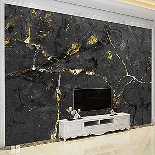 Photo 3D Mural Papier Pein Motif De Marbre D'Or Noir, Luxe EuropéEn Moderne Panoramique Poster Mural Xxl, Papier Peint 3D Tapisserie Murales - pour le mur de fond du canapé du salon 150 x 100 cm