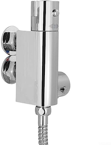 HEIBTENY Thermostatic Shower Mixer Valve, Thermostat Mixing Valve, Flow Control Valve for Shower, Vertical Thermostatic Shower Mixer Valve for Static Caravans