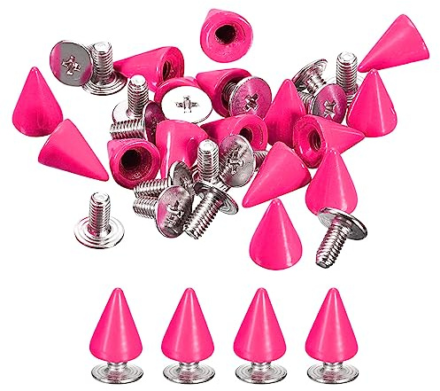 QUARKZMAN 100 Sets Punk Nieten Ziernieten Kegel Spitzen Nieten 7x10mm Metall Killernieten Schraubnieten Rostfrei Nieten für Kleidung Gürtel Taschen Schuhe Basteln Lederwaren Rosenrot