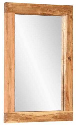 vidaXL Spiegel, Schminkspiegel mit Holzrahmen, Wandspiegel Kosmetikspiegel für Wohnzimmer Schlafzimmer, Badspiegel Flurspiegel, Massivholz Akazie Glas
