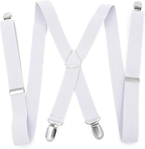 QESSUVNC Hosenträger für Herren Starken Herren Hosenträger schmal 2,5 cm 4 Metall Clip Lang Einheitsgröße für Männer und Damen Einstellbar Länge für Damen Buro und Elastisch X Style