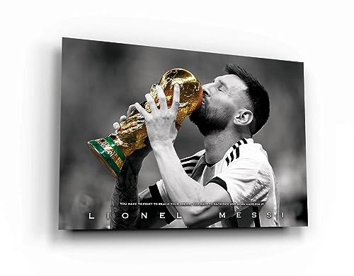LIONEL MESSI Canvas, Poster della Coppa del Mondo 2022, Leggenda del calcio Argentina, poster del giocatore di calcio, regalo di calcio, decorazione sportiva, stampa Messi Qoute
