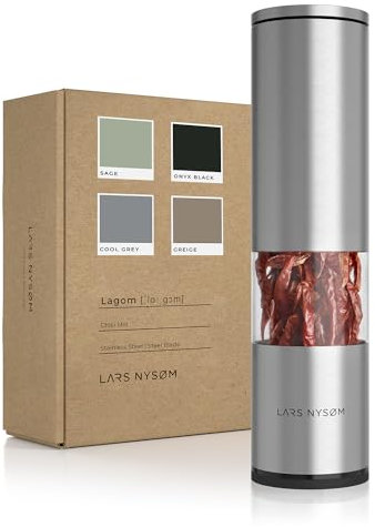 LARS NYSØM Molinillo de Chili con Cuchilla de Acero Inoxidable I Cortador de Chili Premium I Molinillo de Especias de Diseño (Stainless Steel)
