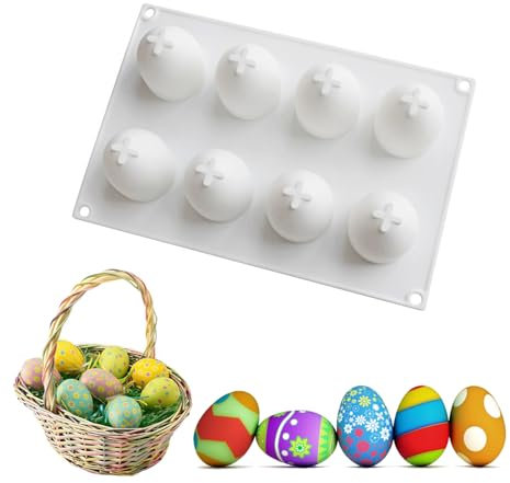 Xinlon Moule Silicone 3D pour Œufs de Pâques, Bougie, Chocolat - Antiadhésif pour Dessert, Gelée, Décoration de Fête