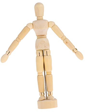 Operitacx 2stücke Holzfiguren-Modell-Mannes Für Künstler Und Skizzen Aus Schima Mit Standfuß Beweglich Und Proportional Für Zeichnung Und Dekoration