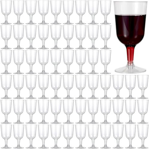MATANA 96 Clear Hard Plastic Wine Glasses (180ml) - Elegant, Sturdy & Reusable Plastic Glasses for Cocktails, Dessert - Perfect for Birthdays, Weddings, Anniversary, BBQ, Parties