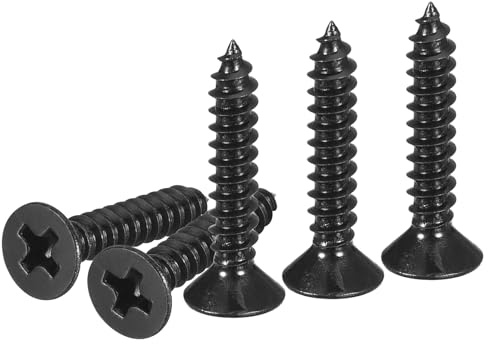 DTGN 100Pcs #6x3/4 Flat Head Wood Screws, Carbon Steel Phillips Self Tapping Screws - Good for Woodworking, Furniture - Black