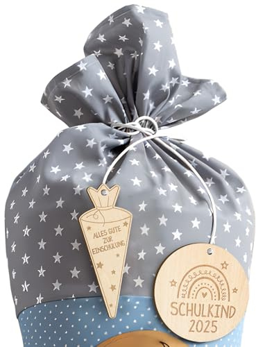 BOFUNX 2 Stücke Schultüte Anhänger Holz Zuckertüte Holzanhänger Namensanhänger Geschenkanhänger Schultüte Zuckertüte Deko Schulanfang Einschulung Deko