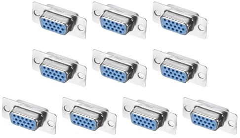 QUARKZMAN 10 Stück D-SUB Serial Adapter für Mechanische Ausrüstung Blau | DB15 Buchse 15-poliger Breakout Connector Buchse Anschlussdose, CNC-Computer