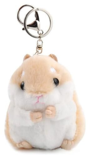 Gowxs Simpatico portachiavi a forma di criceto in peluche cachi con ciondoli per portafoglio, zaino, borsa, ciondoli per auto, accessori per auto e accessori per auto