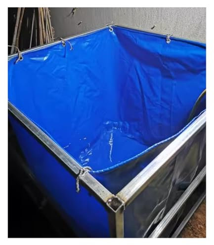 Flexible Fischteichfolien (ohne Rahmen), 0,45 mm PVC-Canvas-Plastiktütenbecken mit Zugringen, Auffangbehälter für Wasserrettungsunterstand, einfach aufzubauen (Farbe: Blau, Größe: 19,36 x 2