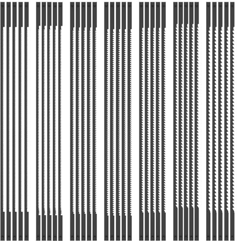 35 stk Dekupiersäge Sägeblätter mit Stift 165mm 6-1/2 Zoll Dekupiersägeblätter Kohlenstoffstahl 10/12/15/18/20/24/28 Zähne Zubehör für Elektrowerkzeuge für Holz Kunststoff Kupferweichmetall