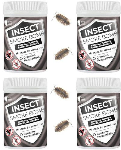Woodlice Smoke Bomb 4 Pack - Fast-Acting Formula, Comprehensive Coverage, Non-Staining, for Home Use, Effective Against All Insects