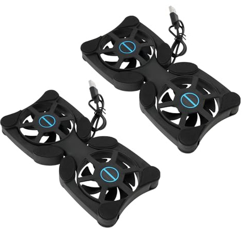 OTOTEC 2 x Laptop-Kühlmatte, Mini-USB-Ventilator, Dual-USB-Lüfter-Pad, tragbarer Laptop-Kühler für 17,8-38,7 cm (7-15 Zoll) Laptop, 19 x 8,7 cm/32,5 x 13 cm, Kabellänge 37 cm