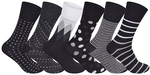 ShopMCR 6 pares de calcetines para diabéticos para hombre, calcetines de fácil agarre para hombres ideales para pies hinchados, calcetines circulatorios de ajuste holgado, calcetines no elásticos con
