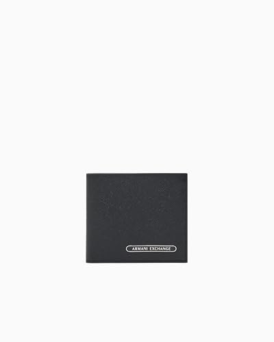 Armani Exchange Barcelona Side Lettering Logo Bi-Fold Wallet, Black, Nero, taglia unica